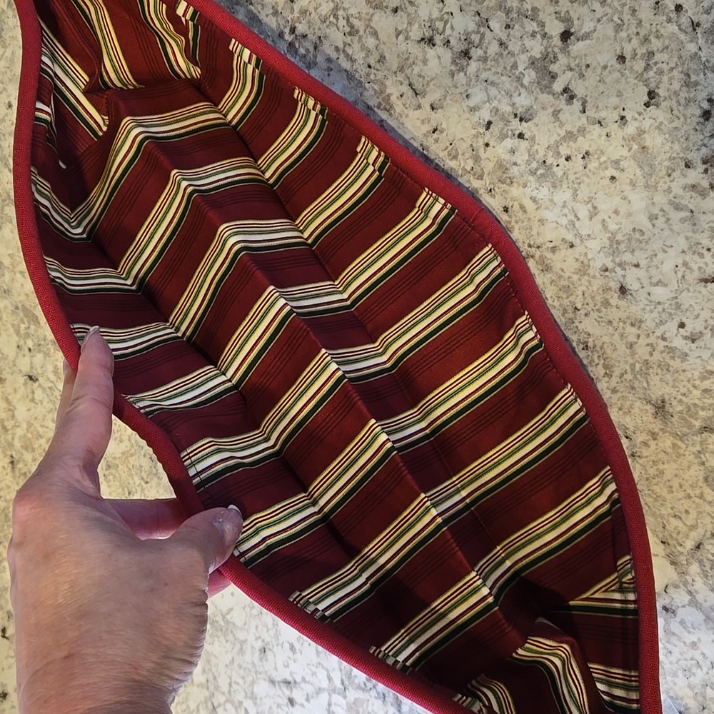 New Longaberger Holiday Stripe Bread Basket Fabric Liner